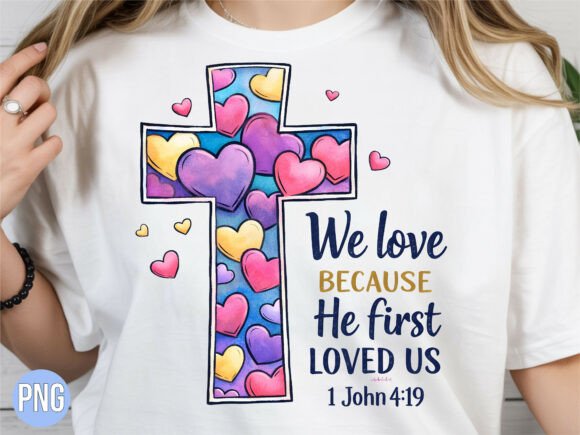 Christian Cross Bible Verse Colorful PNG for T-Shirt Designs