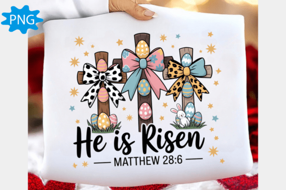 Christian Easter Coquette PNG: He Is Risen T-Shirt Designs