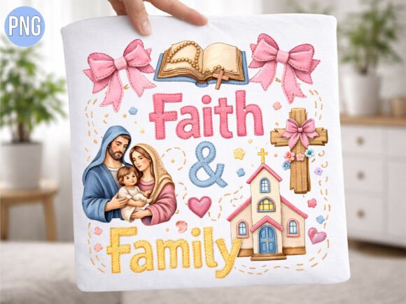 Christian Faith and Family Cross PNG: T-Shirt Designs