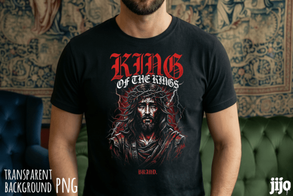 Christian Jesus King Lightning PNG: T-Shirt Designs