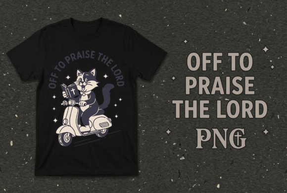 Cute Cat Riding Scooter Christian Quote T-Shirt Designs
