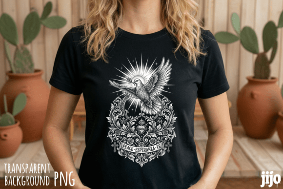 Dove Peace Christian Cross PNG for T-Shirt Designs