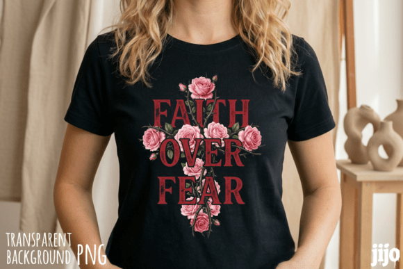 Faith Christian Roses Cross PNG for T-Shirt Designs