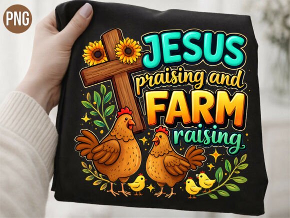 Floral Jesus Chicken Farm PNG T-Shirt Designs