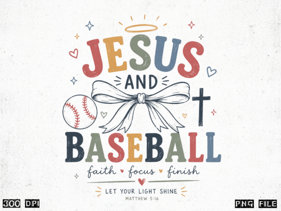 Jesus and Baseball Faith Focus Finish Ch T-Shirt Designs