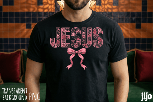 Jesus Flowers Bow Christian PNG T-Shirt Designs