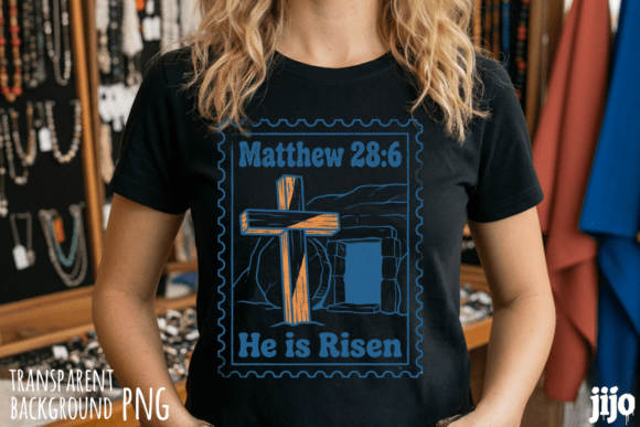 Matthew Cross Risen Christian PNG: T-Shirt Designs for Editorial Impact