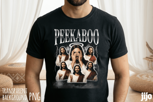 Peekaboo Jesus Christian Halo PNG T-Shirt Designs