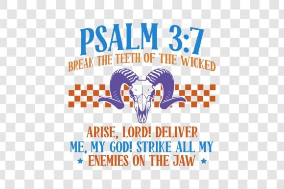 Psalm 3:7 Vintage Skull Christian Bible T-Shirt Designs