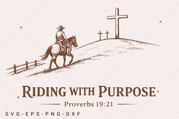 Riding with Purpose Cowboy Christian SVG T-Shirt Designs