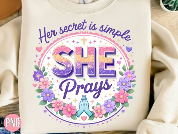She Prays Simple Secret Christian PNG T-Shirt Designs