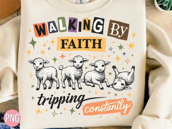 Walking by Faith Lambs Christian PNG T-Shirt Designs